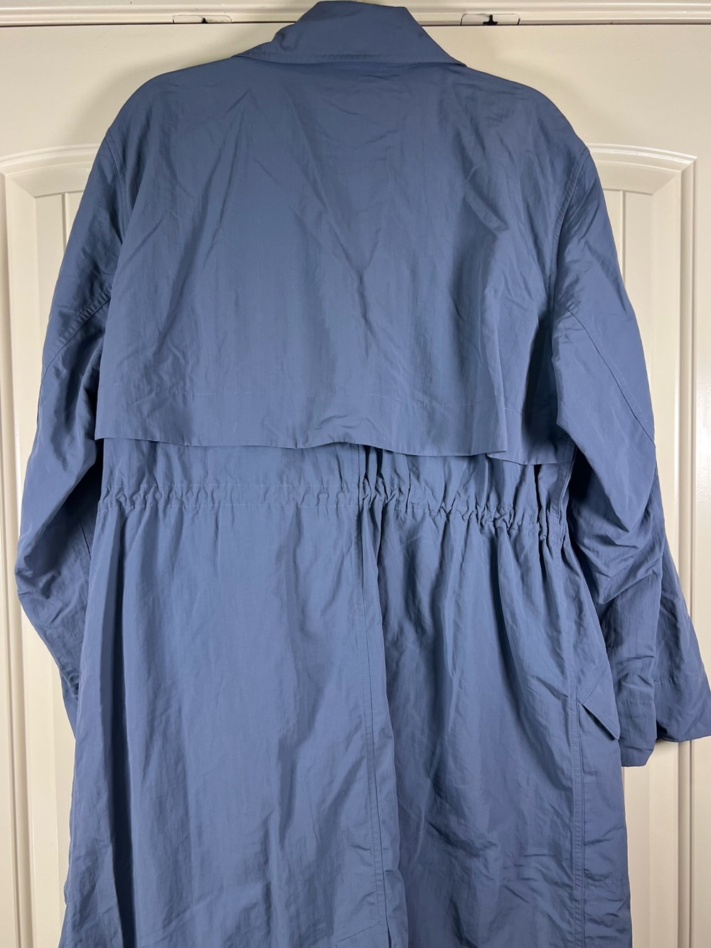 Athleta Luna Trench Coat Shadow Blue Double Breasted Long Jacket NWOT Size M - Picture 10 of 13